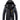 Men's waterproof insulated hooded winter jacket in black and grey, featuring a large size 5XL with long sleeves, a high collar, and multiple pockets for practicality.
