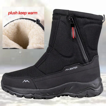 Men's black waterproof insulated winter boots with slip-resistant sole, size 46.