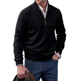 Men's white cashmere quarter-zip sweater in a large 4XL size, featuring a high collar and long sleeves, suitable for casual winter fashion.