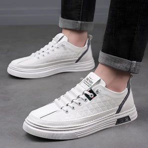 Men's White Fashion Sneakers 2023 - Comfortable Low Top Skate Shoes