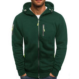 Men's lightweight white hoodie with an orange zip, featuring secure pockets, shown in green color, 3XL size.