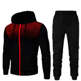 Men's white polka dot hoodie paired with black jogger pants set in athletic casual style, featuring long sleeves and a comfortable fit, available in XXL size.