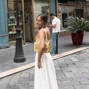 Midi Dress with High Waist and Square Neckline – Avencea Summer Trend 2024