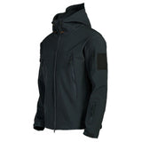 Military-grade tactical jacket in Nero color, featuring a durable zipper, multiple pocket storage options, and a 4XL size. The jacket has long sleeves and a robust collar, designed for practicality and style.