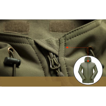 Military-grade tactical jacket in grey featuring durable zipper closure, multiple pocket storage options, and a structured collar design.