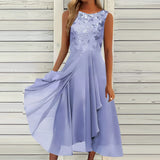 Mint green lace bodice sleeveless chiffon high-low cocktail dress with a flowing design, shown in a plus-size 4XL variant.