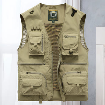 Lightweight, breathable persimmon tactical mesh vest in size 5XL, featuring multiple pockets and designed for outdoor use.
