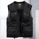 Lightweight and breathable multi-pocket tactical mesh vest in Nero color, size 5XL, featuring a sleeveless design with a high collar.