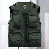 Lightweight, breathable grey mesh tactical vest in military style, size 5XL, featuring multiple pockets, button closures, and a collar, designed for outdoor activities.