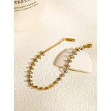 18K gold plated luxury necklace featuring multicolor gemstones, designed by YA-CHAN, with a delicate chain and circular gemstone settings.