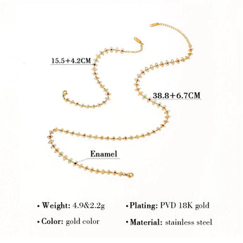 18K gold plated multicolor gemstone necklace with circular pendant showcasing intricate patterns.