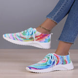 Multicolor women's breathable lightweight athletic sneakers featuring a mix of azure, purple, and grey colors.