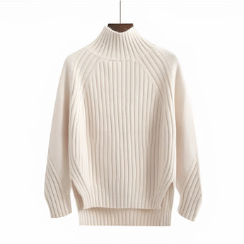 Mustard yellow pleated turtleneck sweater in a cozy winter knitwear style, featuring long sleeves and a snug fit. The sweater highlights a pleated texture and a turtleneck collar, designed for comfort and warmth. Displayed in a bright mustard yellow color, suitable for a stylish winter look.