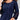 Navy blue elegant women's blouse with floral lace sleeves, featuring a dark blue color in size 2XL, showcasing a stylish design with detailed lace on the sleeves, a sophisticated collar, and a flattering fit around the waist and shoulders.