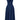 Navy blue floral A-line midi cocktail dress with spaghetti straps, featuring a sleeveless design and a fitted waist.