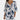 Navy blue floral linen V-neck blouse for women, featuring a casual summer design with short sleeves and floral patterns, styled for a relaxed and comfortable fit.