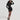 Navy blue high neck long sleeve mini dress with pockets in a sheath style, shown in Nero color and size 3XL.