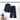 Navy blue linen summer suit consisting of a casual two-piece set for mature women, featuring a dark blue blazer with sleeves and a collar, displayed on a clothes hanger.