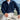 Navy blue men's ribbed zip-up sweater featuring a cozy and stylish design, perfect for fall fashion. The sweater has a high collar, long sleeves, and a textured ribbed pattern.