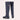 Navy blue quilted insulated women's winter boots featuring a glossy toe design, styled as knee-high boots.
