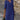 Navy blue V-neck shift dress with lightweight three-quarter sleeves in a midi length, shown in dark blue color and size 3XL.