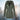 Navy blue women's insulated hooded winter parka jacket with faux fur trim and standing collar, shown in a green color and 3XL size.