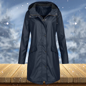 Navy Blue Women's Waterproof Insulated Hooded Winter Parka