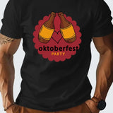 Men's black Oktoberfest Beer Festival T-shirt in XL size, featuring short sleeves and a comfortable fit suitable for festive occasions.