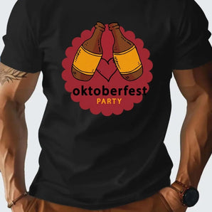 Men's black Oktoberfest Beer Festival T-shirt in XL size, featuring short sleeves and a comfortable fit suitable for festive occasions.
