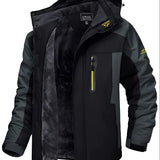 Olive green men's waterproof insulated ski parka with a high collar and full-length sleeves, shown in size 3XL.