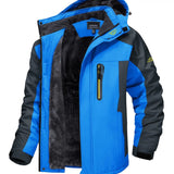 Blue men's waterproof insulated ski parka in size 3XL, featuring a high collar and long sleeves, designed for sportswear and outdoor activities.