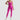 Olive green seamless women's athletic bodysuit shown in a pink color variant, size XL, featuring a moisture-wicking fabric. The bodysuit highlights the arm, shoulder, neck, waist, and leg areas, designed for a comfortable and flexible fit.
