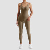 Olive green seamless women's athletic bodysuit in size XL, featuring a moisture-wicking design. The bodysuit has a form-fitting style with coverage over the shoulders and thighs, along with a well-defined waist and chest area.
