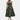 Olive green smocked bodice strappy midi dress featuring a fitted bodice, shoulder straps, and a flowing skirt that falls to mid-calf.