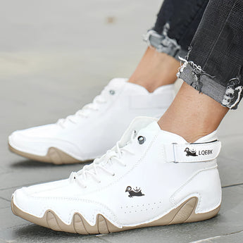 Olive green suede men's high-top sneakers in urban fashion style, featuring white accents and size 46.