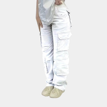 Olive green women's slim fit tactical cargo pants with multiple pockets, displayed in an extra-large size.