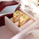 18K gold plated minimalistic lightweight ring with a 9mm band, weighing 4 grams, displayed on a white background.