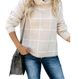 Oversized black and white checkered jacket in khaki color, featuring a classic collar and long sleeves, designed for plus size fashion.