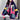 Oversized purple and pink color block women's cardigan featuring a geometric design, long sleeves, and a collar, suitable for autumn wear in an XL size.
