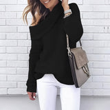 Oversized cowl neck knit sweater in black and white, featuring long sleeves and a chunky, cozy design perfect for fall fashion. The sweater is modeled on a person smiling, showcasing the relaxed fit and stylish shoulder detailing, available in Style 3, size 3XL.