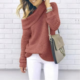 Oversized cowl neck knit sweater in a chunky, cozy style, featuring a 3XL fit with long sleeves and a relaxed silhouette, highlighting a thick collar and textured knit pattern, perfect for fall fashion.