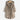 Oversized hooded knit sweater coat in chunky taupe, displayed on a clothes hanger, featuring long sleeves and a cozy, textured design suitable for winter.