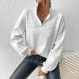 Oversized white textured knit sweater for women, designed for cozy winter fashion in a 3XL size, featuring long sleeves and a relaxed fit.
