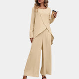 
A pastel yellow linen loungewear set for women, featuring a soft and comfortable pajama design. The image showcases the khaki-colored set in an XL size, highlighting the relaxed fit with elements such as the shoulder, sleeve, and waist areas visible. The set resembles outerwear, with a dress shirt style, suitable for lounging in comfort.