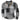 Multicolor bohemian long-sleeve patchwork Henley shirt in gray, featuring a tartan pattern and collar design, shown in 4XL size.