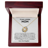 Personalized heart-shaped silver necklace with 18K yellow gold finish in a mahogany luxury box with LED, perfect Mother’s Day gift from daughter.
