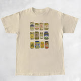 Beige Pickle Jar Graphic Tee in 2XL with quirky pickle jar design and bold font, featuring short sleeves and a casual fit, ideal for snack lovers.