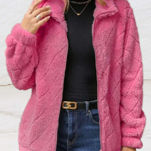Pink Teddy Coat - Women's Fluffy Oversized Winter Jacket