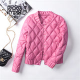 Pink 3XL women's lightweight quilted jacket with a diamond pattern and long sleeves.