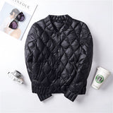 A black 3XL women's lightweight quilted jacket featuring a diamond pattern design.